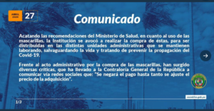 Comunicado 1/3 de Asamblea Nacional el 27 de abril,2020