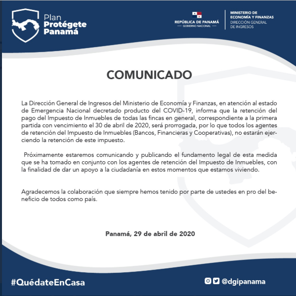 Comunicado de Ministerio de Economía y Finanzas